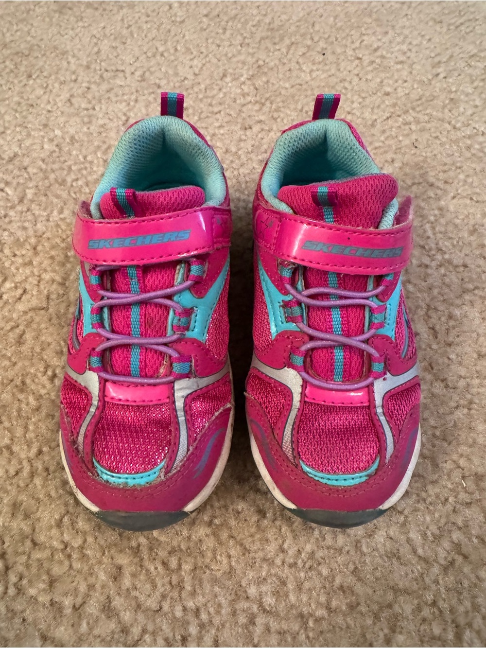 Skechers Girls Hot Pink and Teal Athletic Sneakers